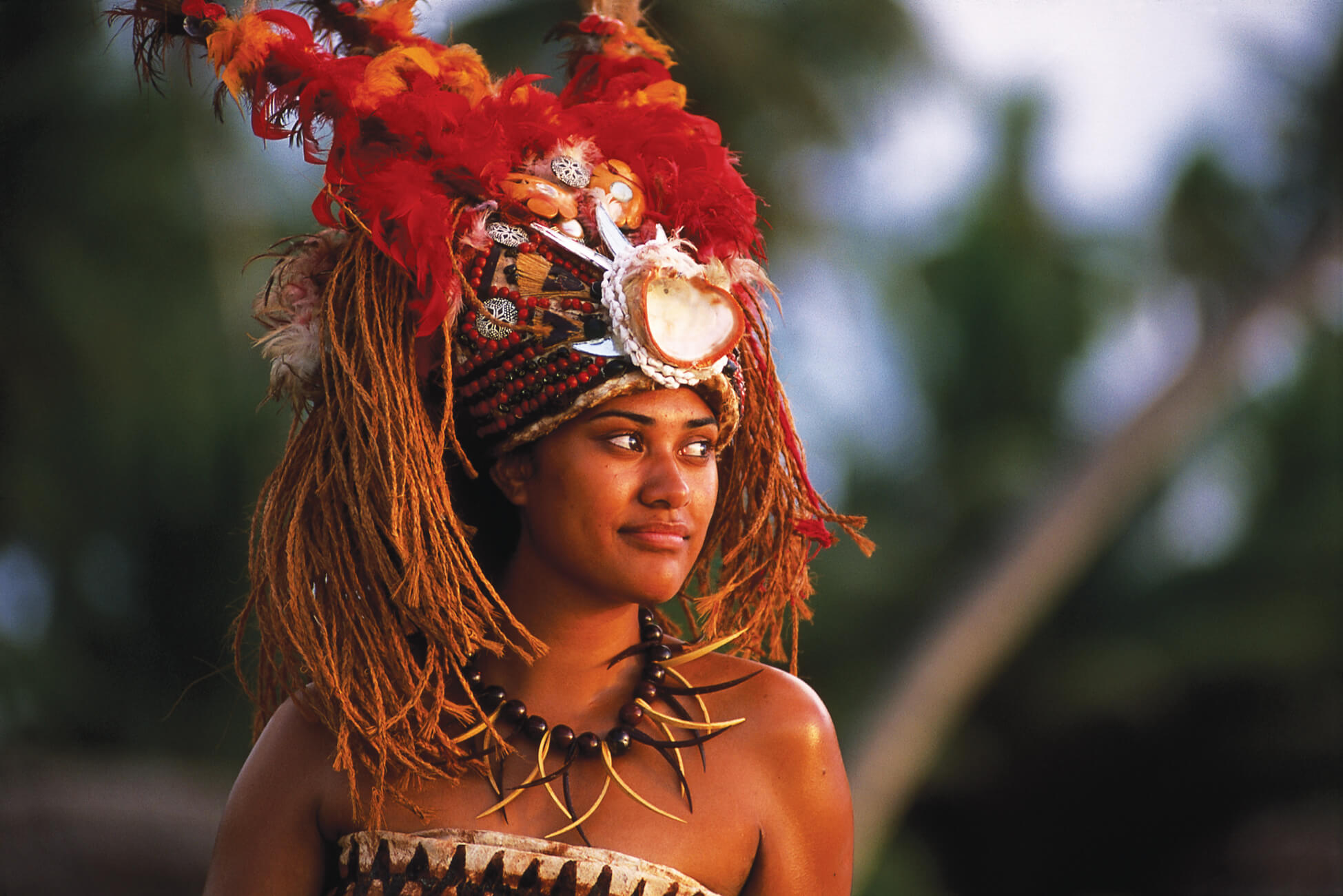 Samoan woman in traditional garments 